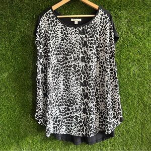 Sejour Animal Print Silky Top Plus Curvy